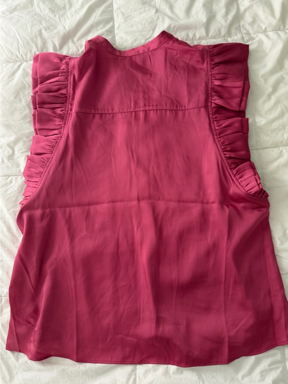 Express Women's Ruffled Sleeveless Blouse - Raspberry Pink XL - Picture 3 of 5